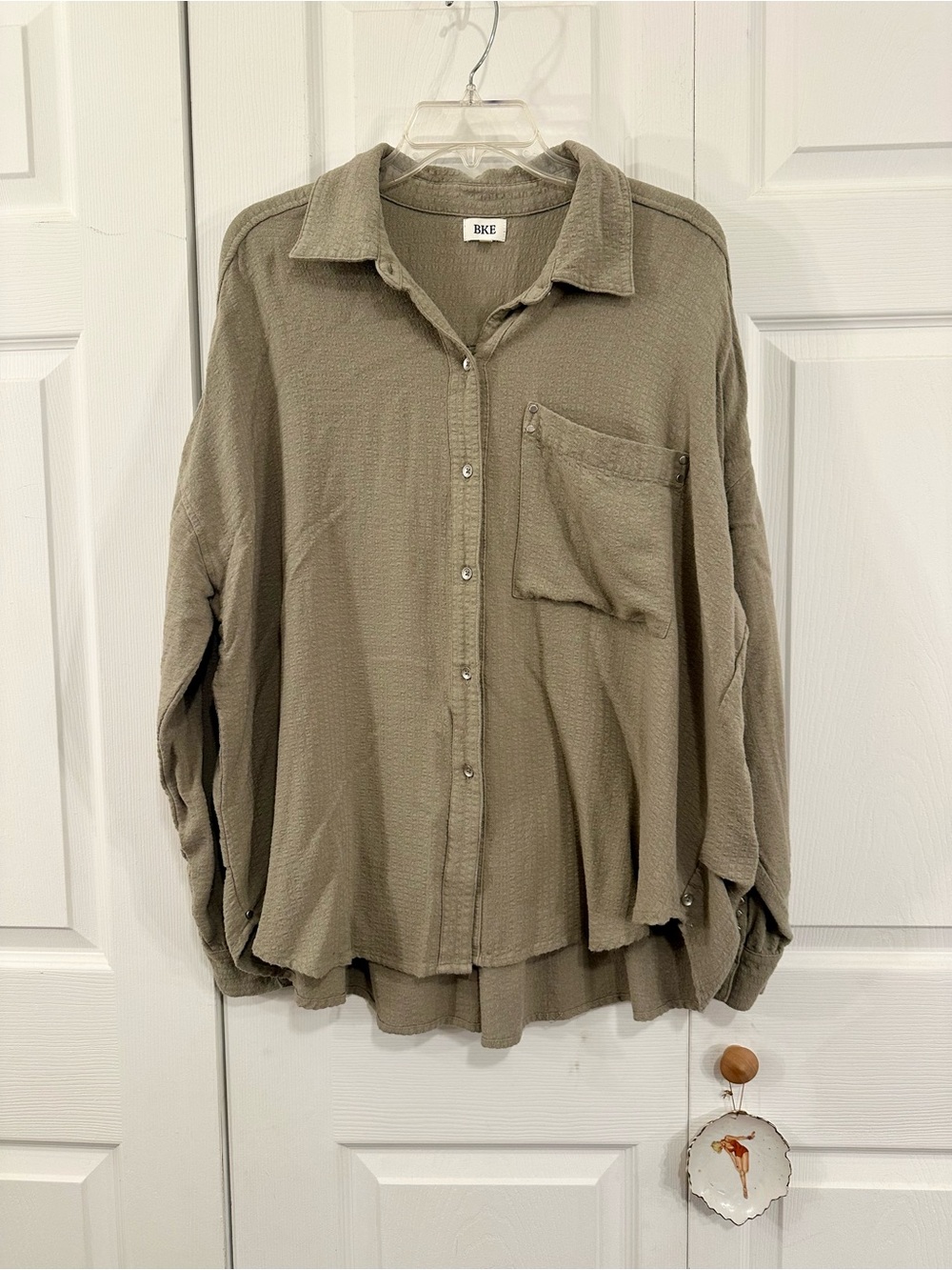 BKE Soft Button-Up Shirt in Taupe